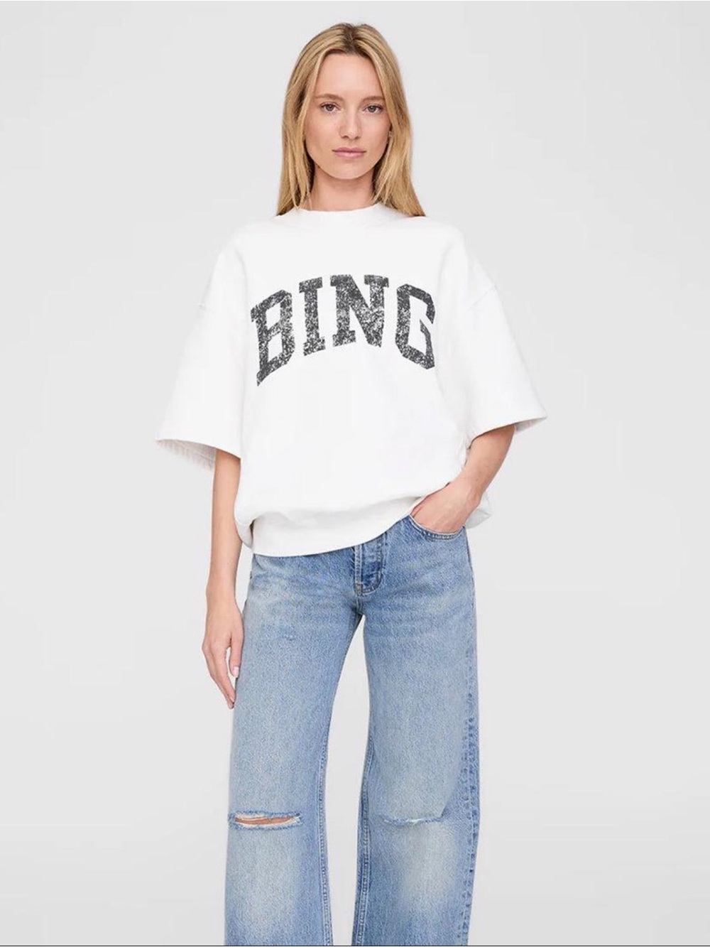 The ANINE BING Jay Sweatshirt in Off White